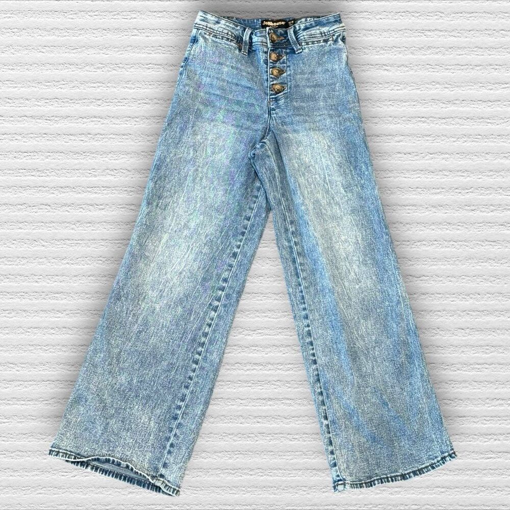 Dollhouse Junior 3-4 26" High-Rise Button-Fly Wide-Leg Jeans